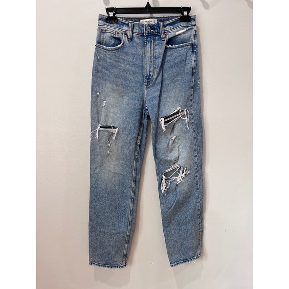 Abercrombie & Fitch Denim - Abercrombie & Fitch Curve Love Ankle Straight Distressed Jeans 27/4L